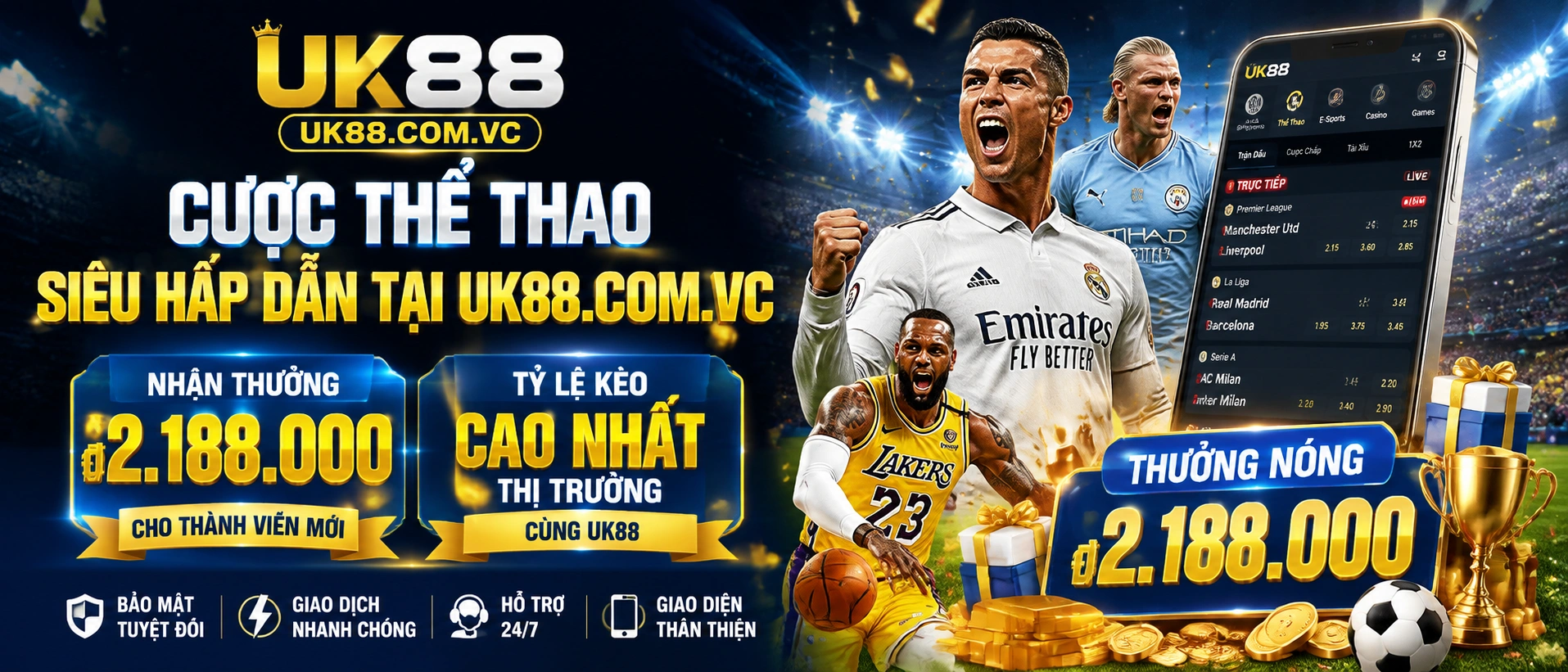 Ảnh bóng đá UK88 gắn với khu giải đấu và đội bóng